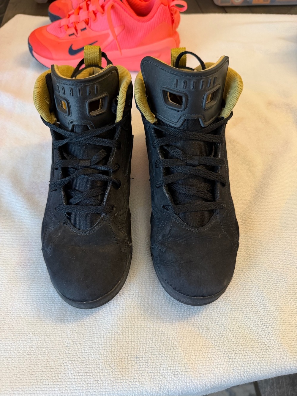 Jordan Kids Black and Olive High-Top Sneakers